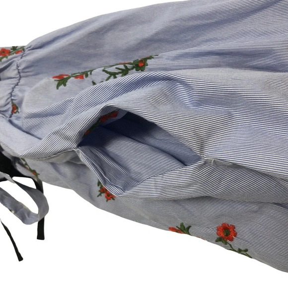 3/$25 ❥ Floral Embroidered Sleeveless Mini Summer Dress Pockets Blue Small - Picture 8 of 11